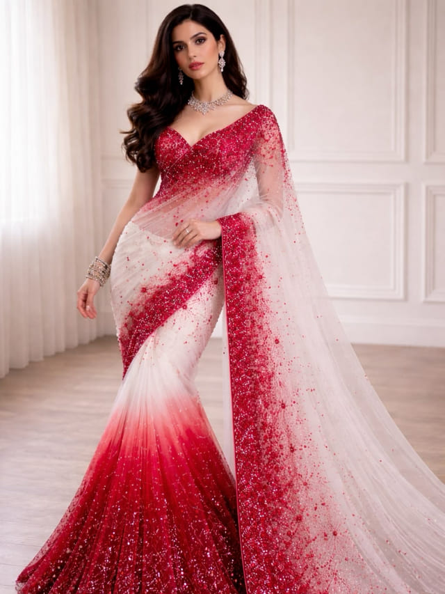 Original photo before Ruby Heart Saree effect